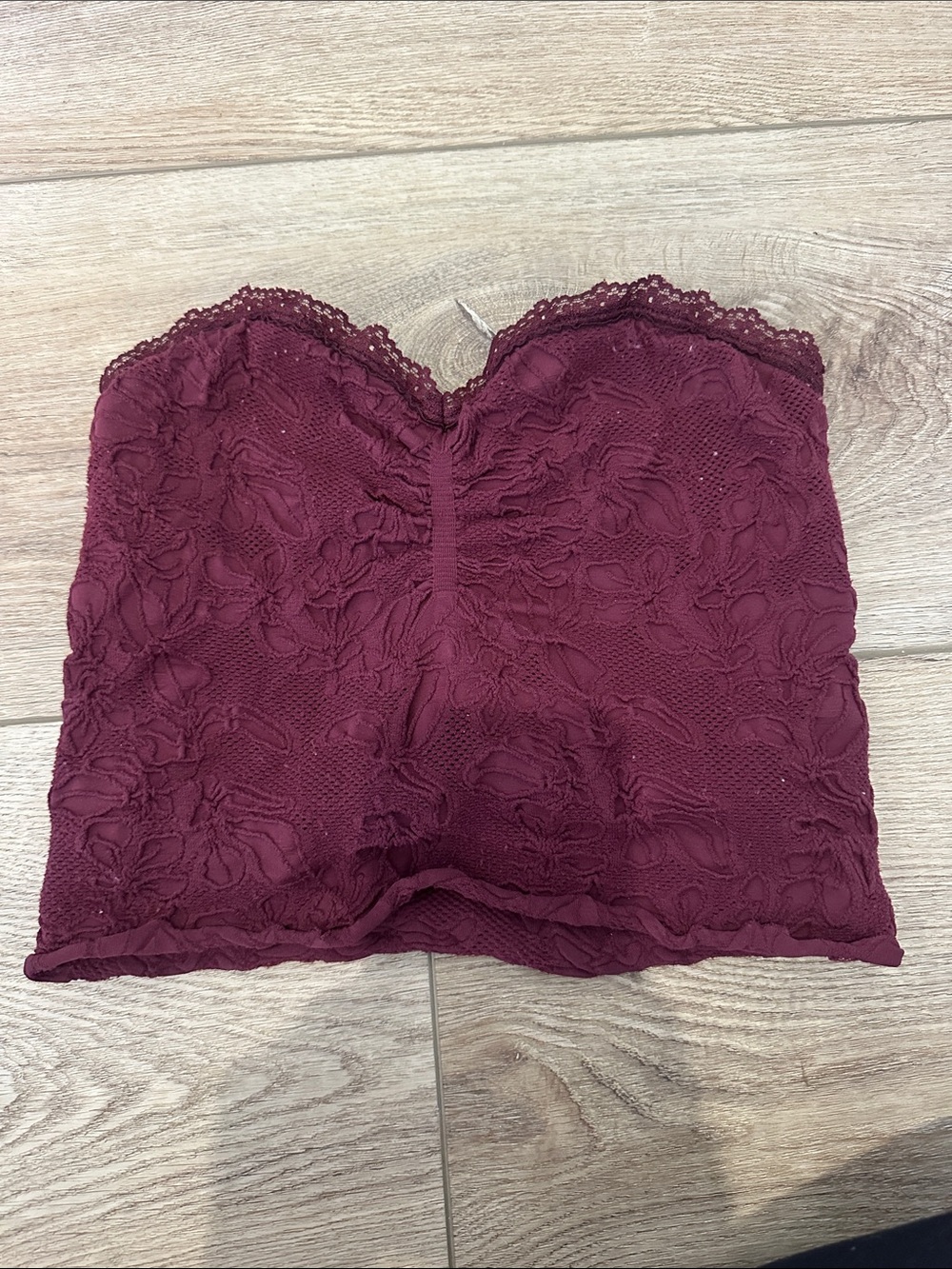 Full Tilt Lace Bandeau Bralette - Burgundy